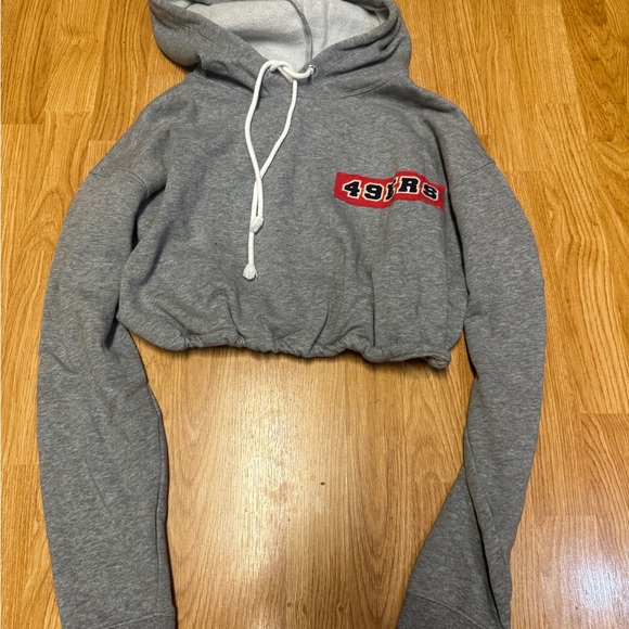 Gray 49ers Cropped Vintage Hoodie - Picture 1 of 1